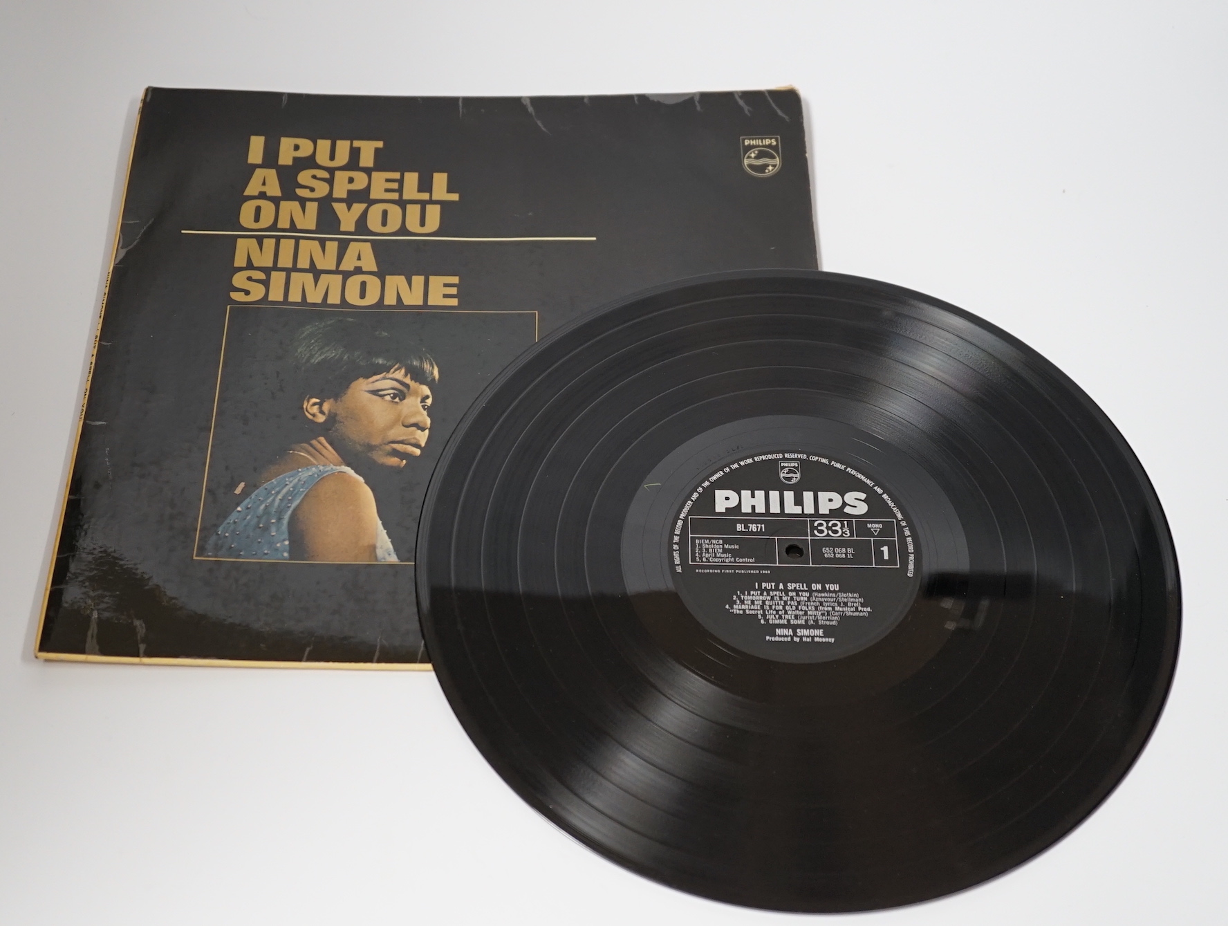 Nina Simone; a signed copy of the LP record album; I Put a Spell On You, on Philips Mono black label, Matrix; 652068 1L//1 420, 652068 2L//1 420, signed and dedicated to the DJ Brian Matthew; ‘To Brian, Most Sincerely, N